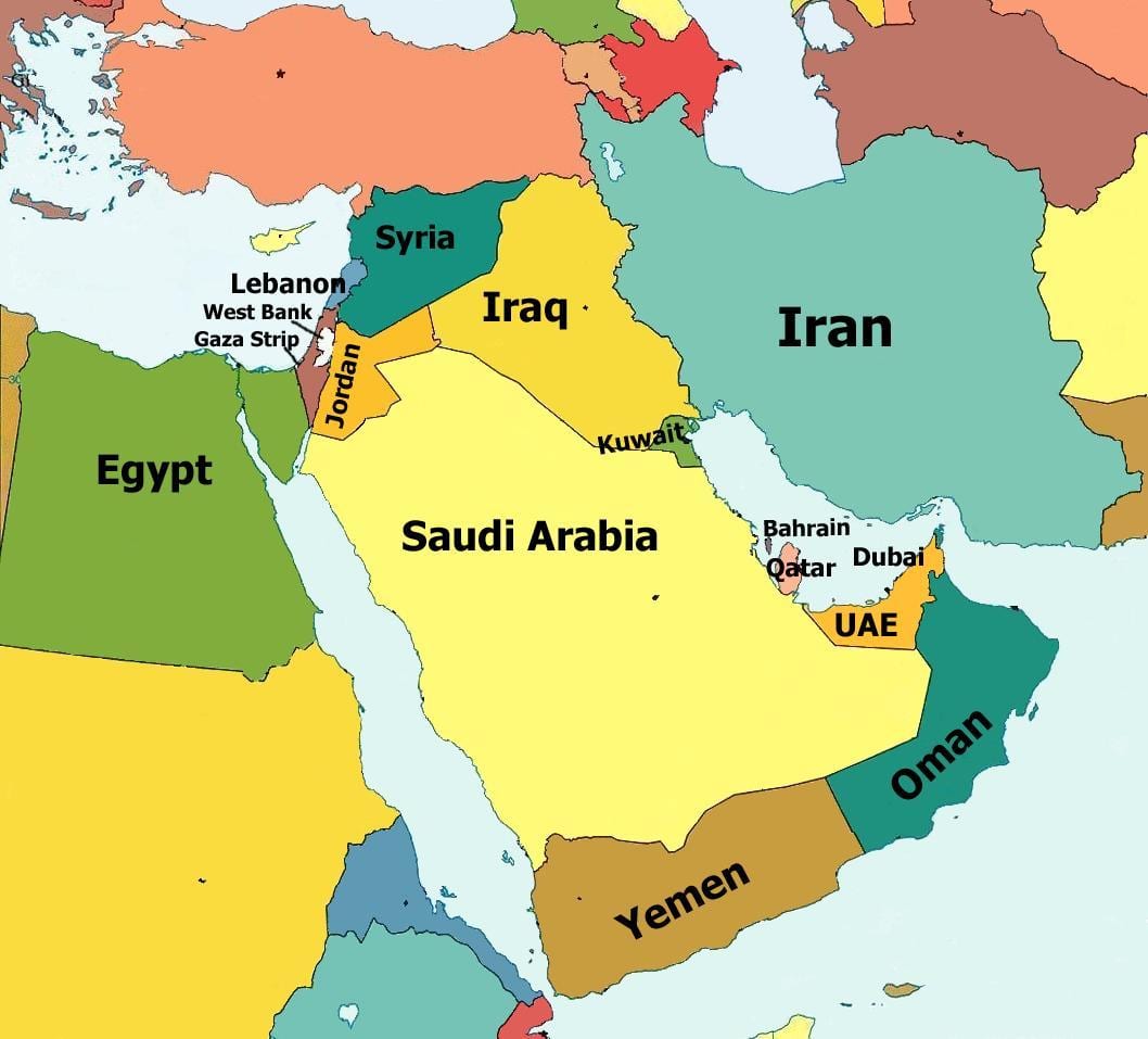 Dubai Մերձավոր Արեւելքի քարտեզը