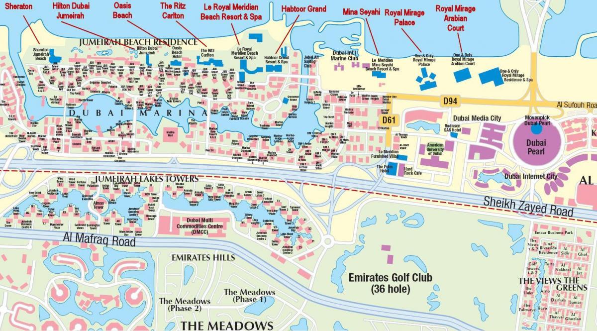 Դուբայ Մարինա քարտեզ անվանումներով շենք