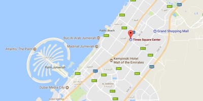 Քարտեզ Թայմս-սքուերում Կենտրոն Դուբայ