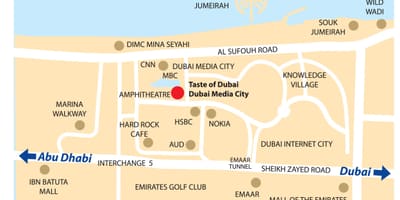 Dubai մեդիա Սիթի գտնվելու վայրը քարտեզի վրա